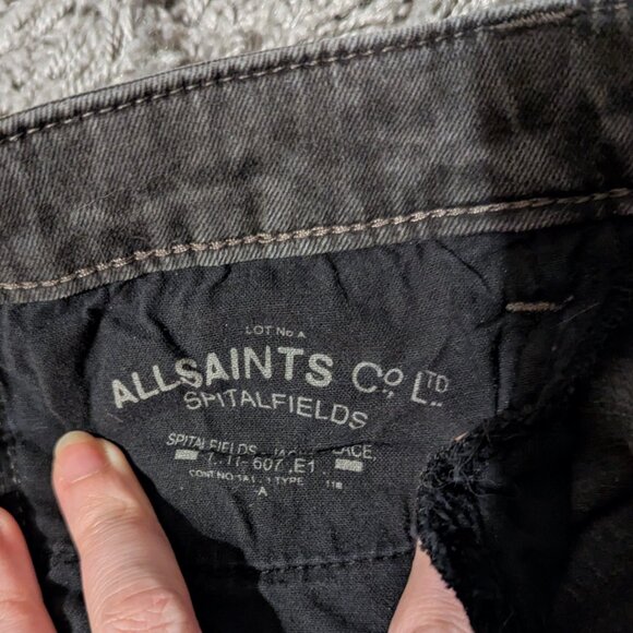 Allsaints Dark Grey Tex Ashby Skinny Jeans Grunge Gray All Saints Indie Moto 29 - Picture 8 of 12
